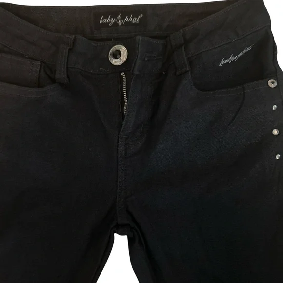 Vintage Baby Phat Embellished Studded Silver Cat Girls Jeans Size 12
